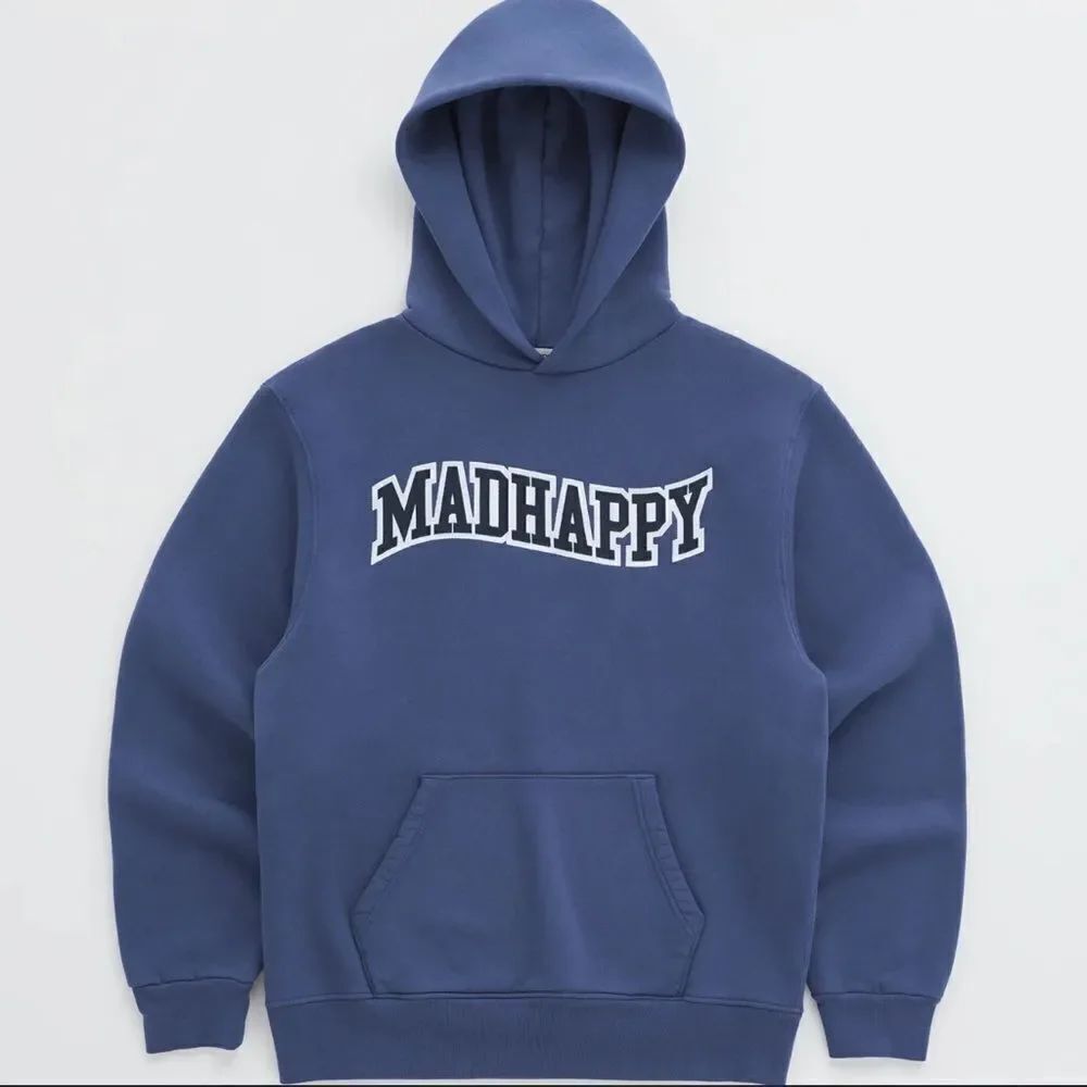 Madhappy Unisex Appliqué Wave Fleece Hoodie Navy Medium NEW